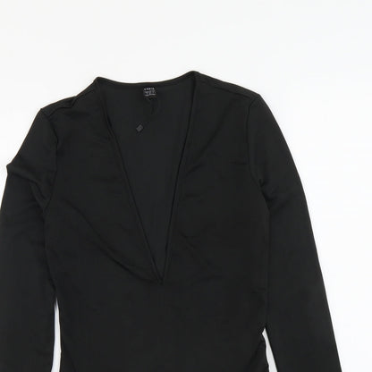 SheIn Womens Black Polyester Bodysuit One-Piece Size S Snap