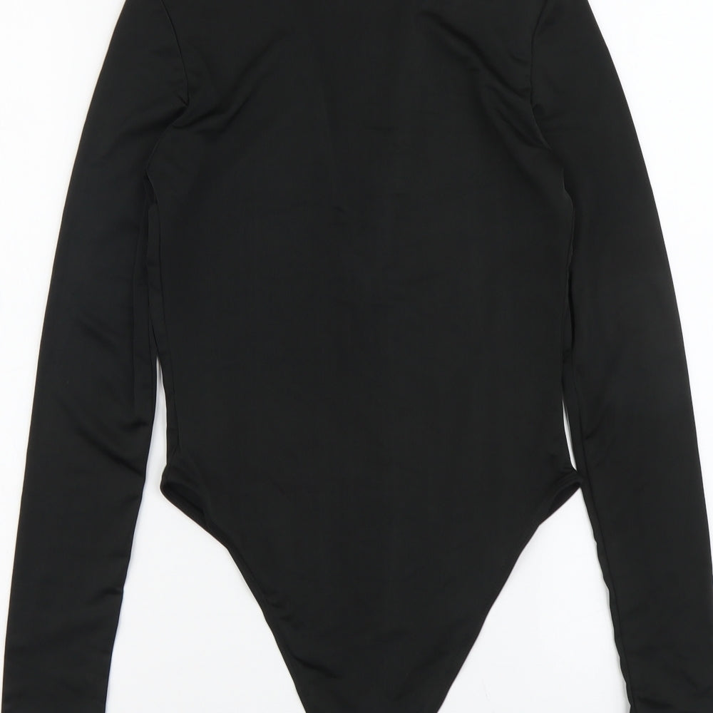 SheIn Womens Black Polyester Bodysuit One-Piece Size S Snap