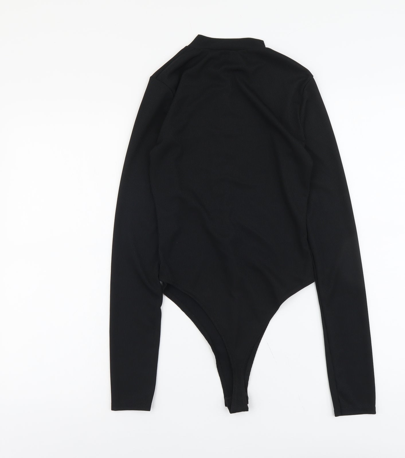 PRETTYLITTLETHING Womens Black Polyester Bodysuit One-Piece Size 8 Snap