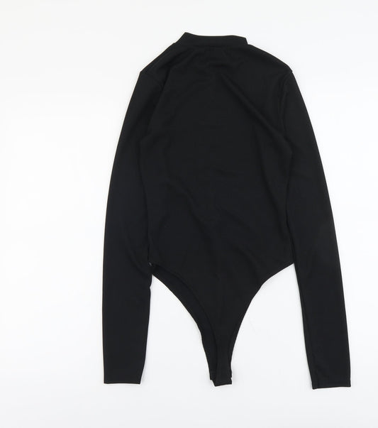 PRETTYLITTLETHING Womens Black Polyester Bodysuit One-Piece Size 8 Snap