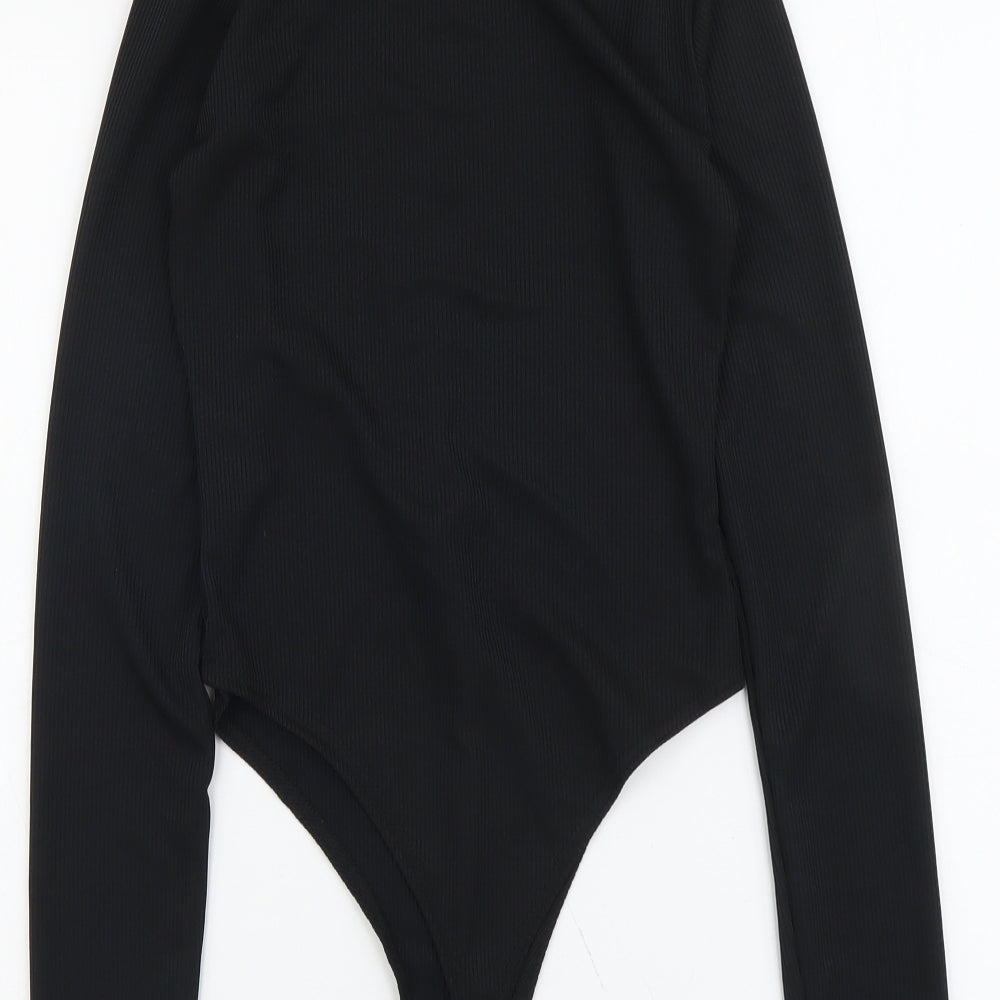 PRETTYLITTLETHING Womens Black Polyester Bodysuit One-Piece Size 8 Snap