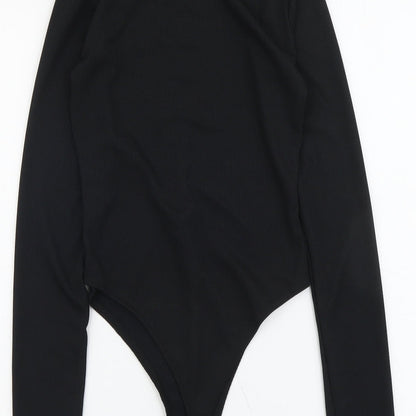 PRETTYLITTLETHING Womens Black Polyester Bodysuit One-Piece Size 8 Snap