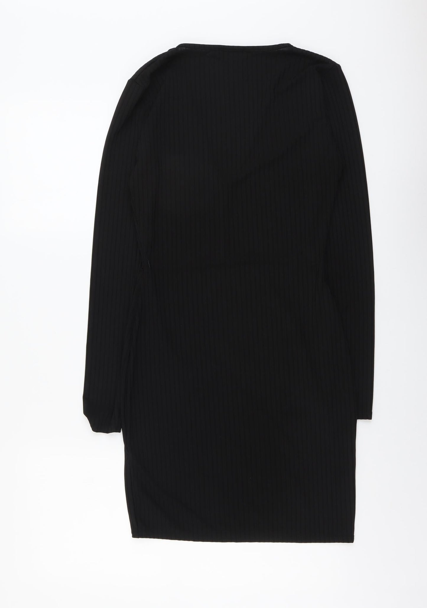 PRETTYLITTLETHING Womens Black Polyester Mini Size 4 V-Neck Pullover