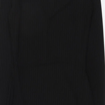 PRETTYLITTLETHING Womens Black Polyester Mini Size 4 V-Neck Pullover