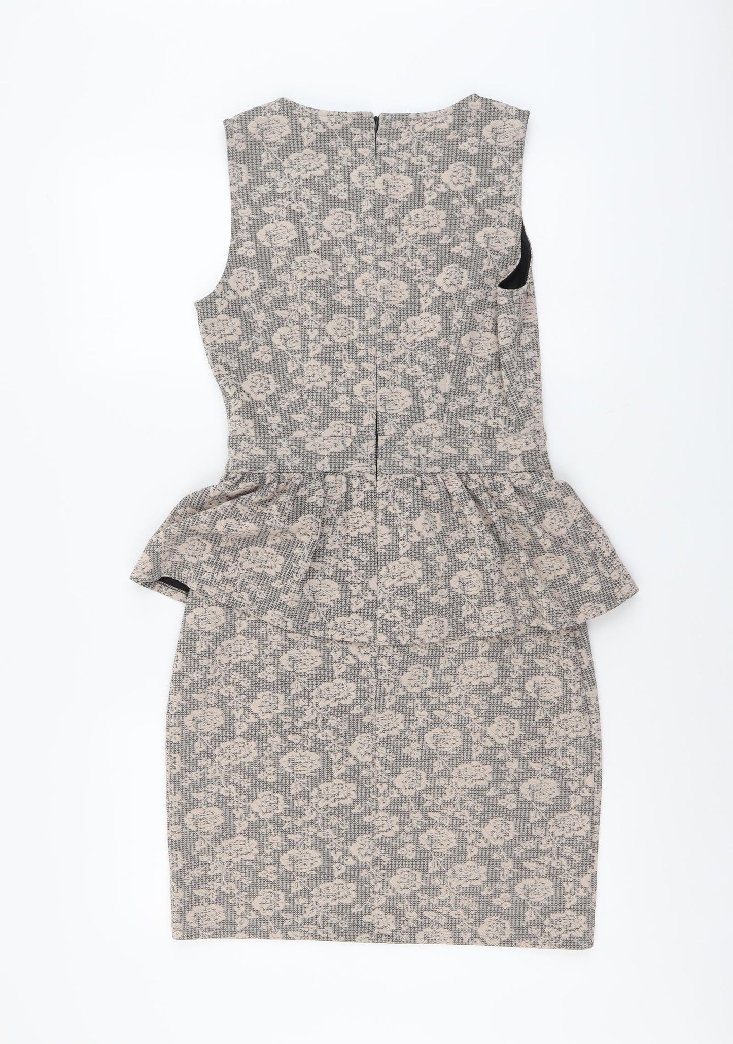 K&A Womens Pink Floral Polyester Pencil Dress Size 12 Scoop Neck Zip