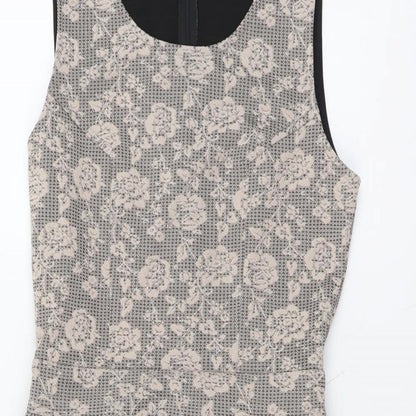 K&A Womens Pink Floral Polyester Pencil Dress Size 12 Scoop Neck Zip