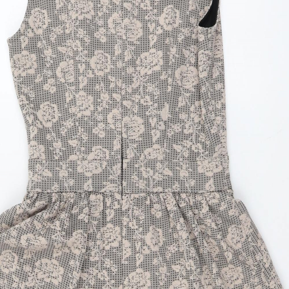 K&A Womens Pink Floral Polyester Pencil Dress Size 12 Scoop Neck Zip