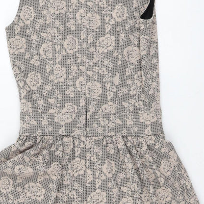 K&A Womens Pink Floral Polyester Pencil Dress Size 12 Scoop Neck Zip