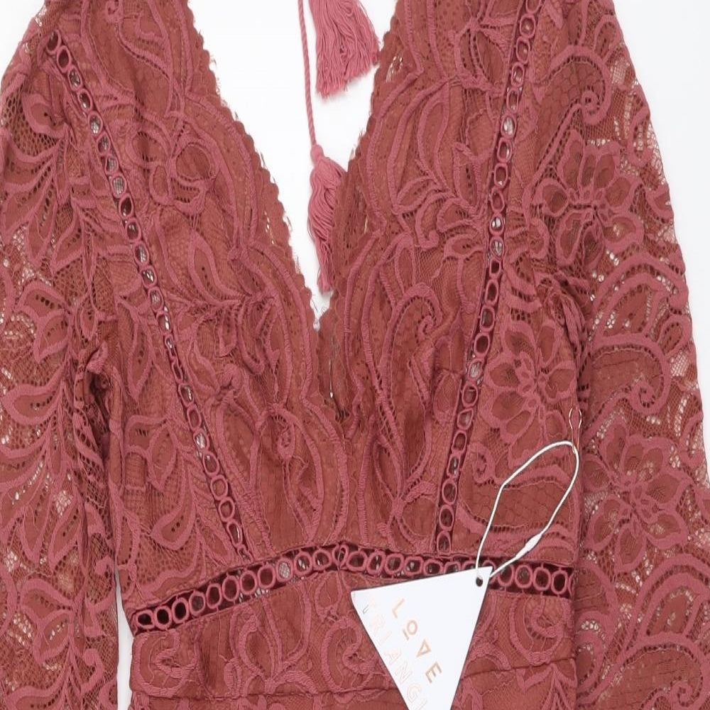 Love Triangle Womens Orange Cotton Mini Size 6 V-Neck Zip