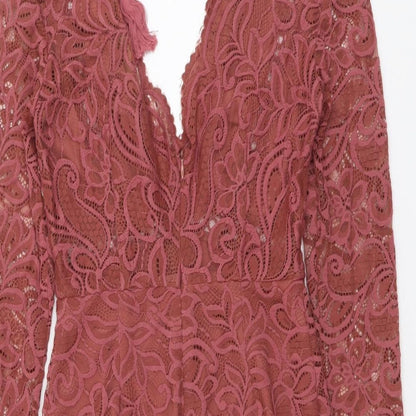 Love Triangle Womens Orange Cotton Mini Size 6 V-Neck Zip