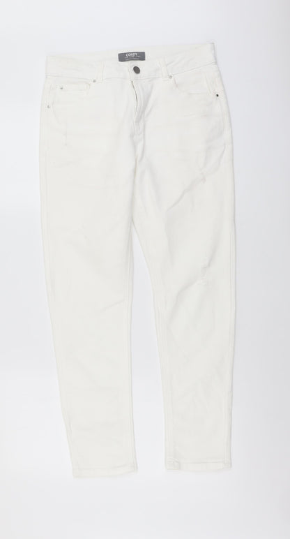 Corey Womens White Cotton Straight Jeans Size 10 L27 in Regular Button