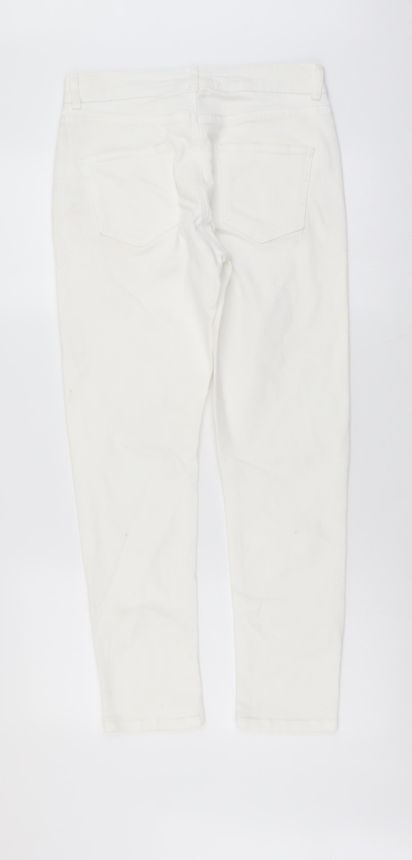 Corey Womens White Cotton Straight Jeans Size 10 L27 in Regular Button