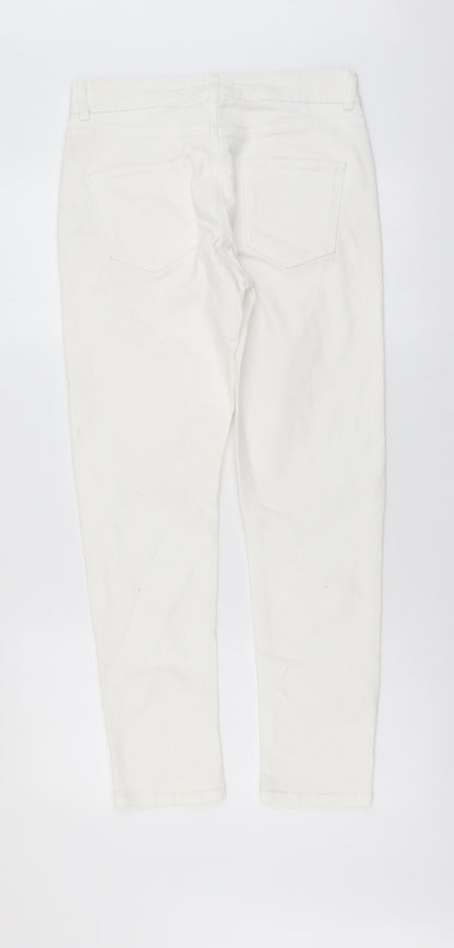 Corey Womens White Cotton Straight Jeans Size 10 L27 in Regular Button
