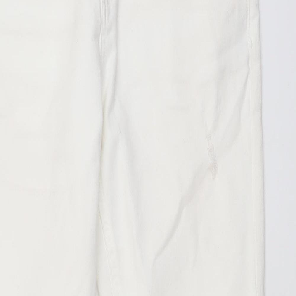 Corey Womens White Cotton Straight Jeans Size 10 L27 in Regular Button