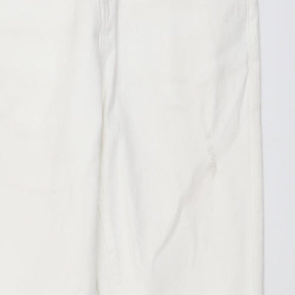 Corey Womens White Cotton Straight Jeans Size 10 L27 in Regular Button