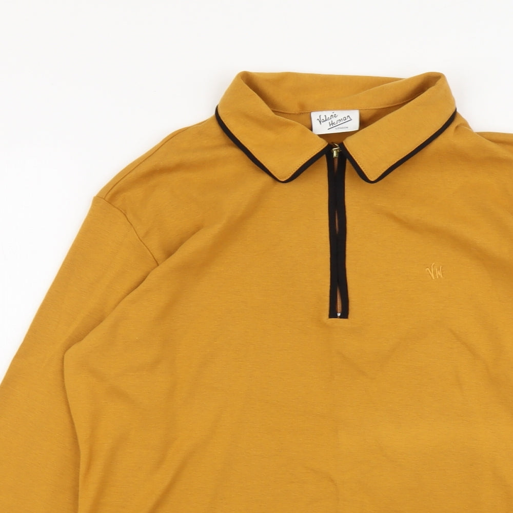 Volene Herman Womens Brown Cotton Basic Blouse Size L Collared