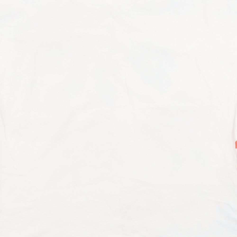 Bonmarché Womens White Floral Cotton Basic Blouse Size 12 Boat Neck