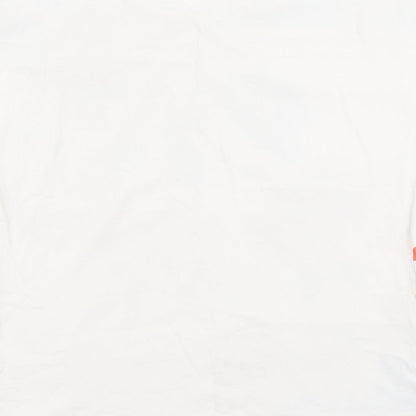 Bonmarché Womens White Floral Cotton Basic Blouse Size 12 Boat Neck