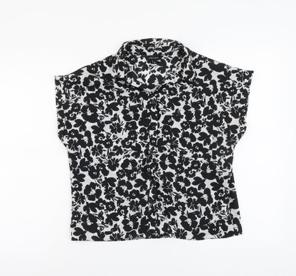 Womens UK Size 8 New Look Black Basic Button-Up