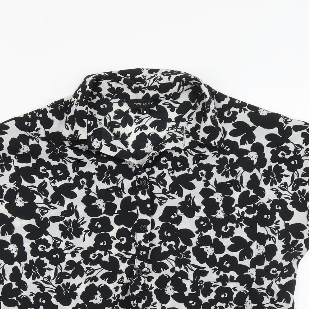 Womens UK Size 8 New Look Black Basic Button-Up
