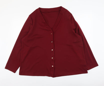 SheIn Womens Purple Polyester Basic Button-Up Size 2XL V-Neck