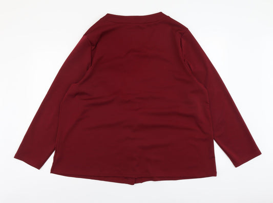 SheIn Womens Purple Polyester Basic Button-Up Size 2XL V-Neck