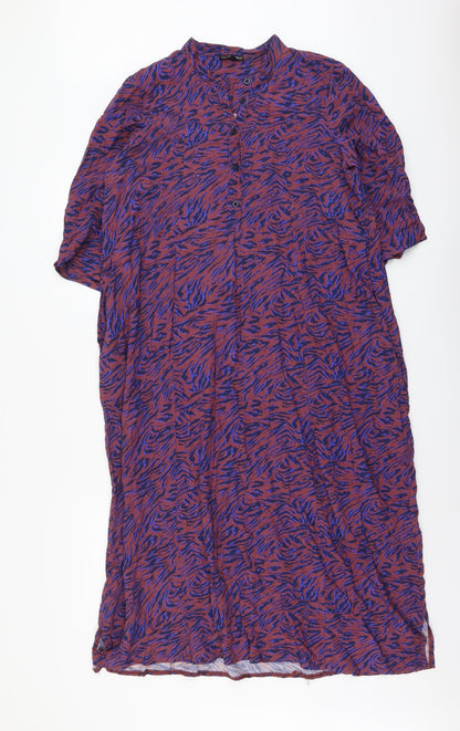 Black Colour Womens Multicoloured Floral Viscose A-Line Size 10 Round Neck Zip