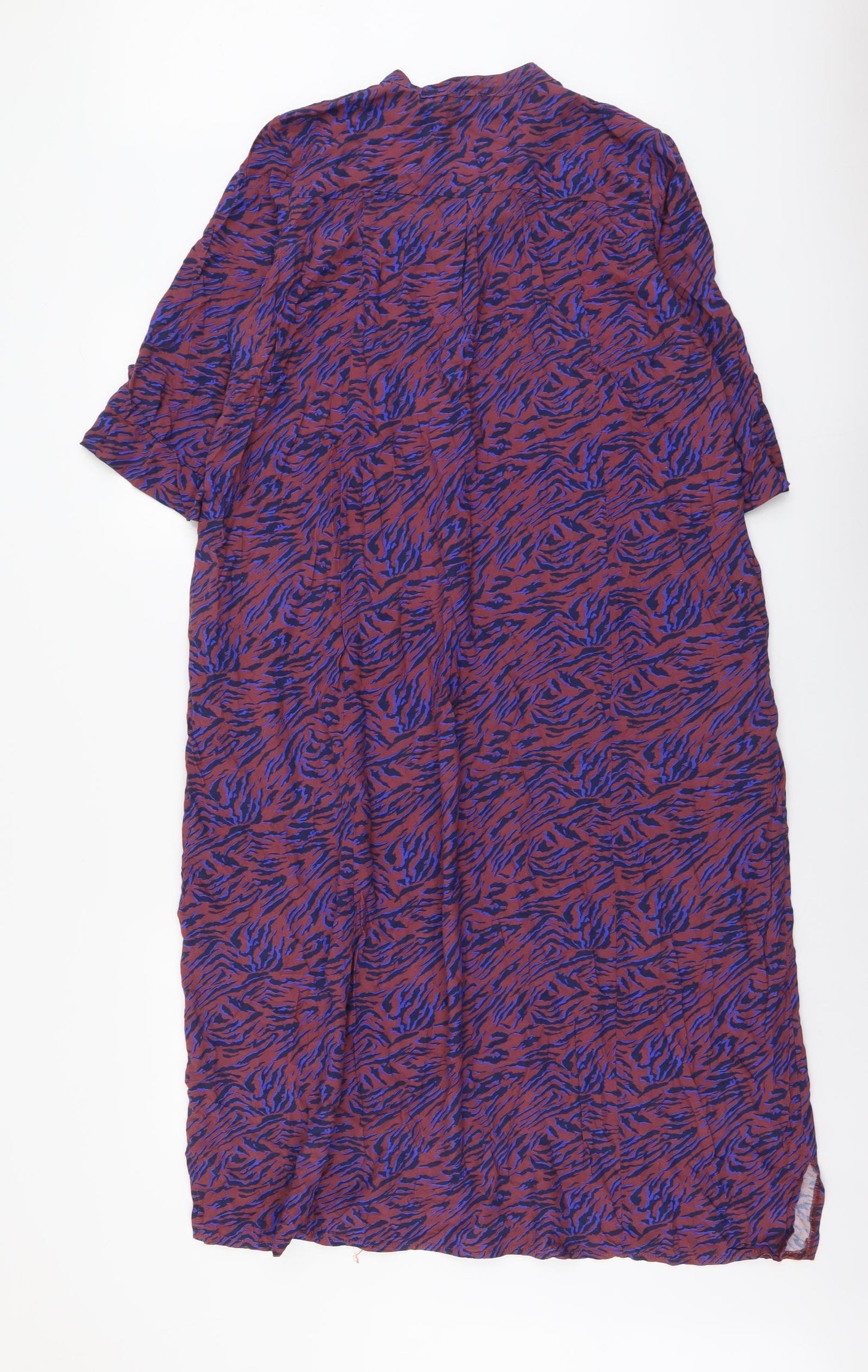 Black Colour Womens Multicoloured Floral Viscose A-Line Size 10 Round Neck Zip