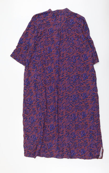 Black Colour Womens Multicoloured Floral Viscose A-Line Size 10 Round Neck Zip