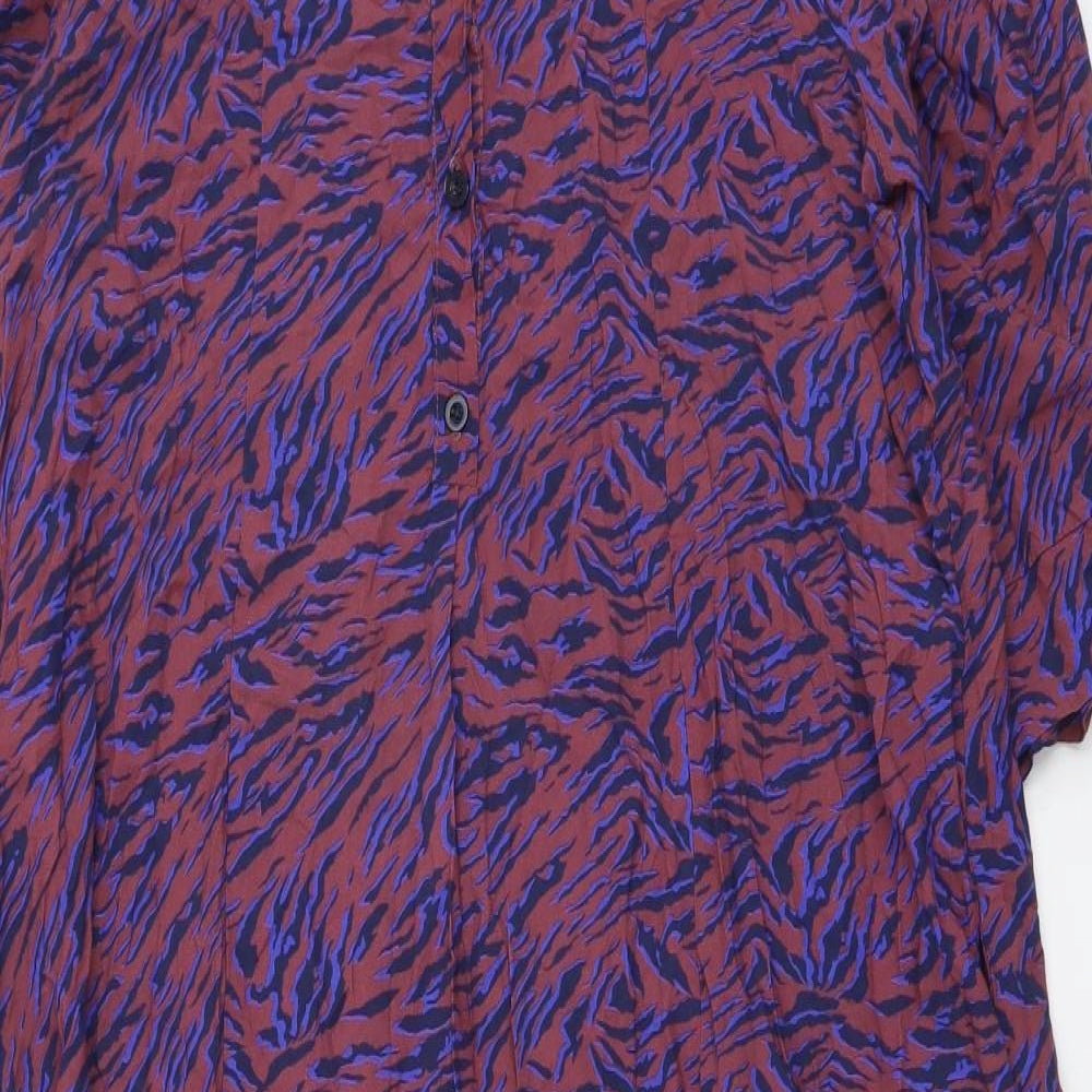 Black Colour Womens Multicoloured Floral Viscose A-Line Size 10 Round Neck Zip