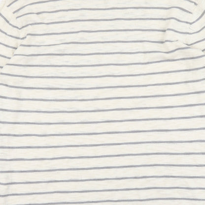 River Island Mens Beige Round Neck Striped Cotton Pullover Jumper Size M Long Sleeve