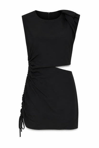Zara Womens Black Cotton Mini Size XS Boat Neck Zip