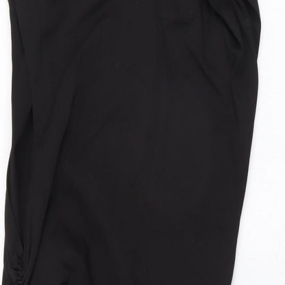 Zara Womens Black Cotton Mini Size XS Boat Neck Zip