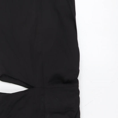 Zara Womens Black Cotton Mini Size XS Boat Neck Zip
