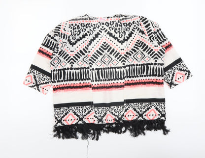 Miss Evie Girls Multicoloured Geometric Polyester Kimono Blouse Size 11-12 Years V-Neck Hook & Eye