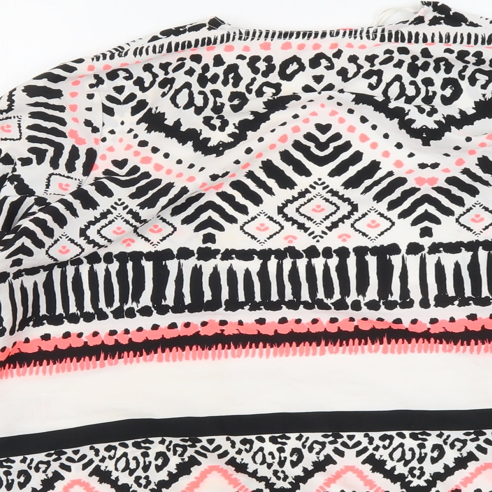 Miss Evie Girls Multicoloured Geometric Polyester Kimono Blouse Size 11-12 Years V-Neck Hook & Eye