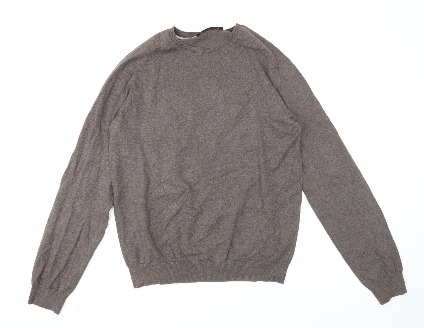 Burton Mens Brown Round Neck Cotton Pullover Jumper Size M Long Sleeve