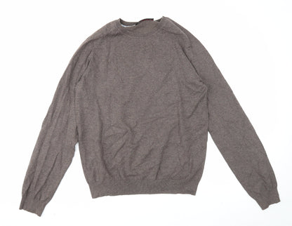 Burton Mens Brown Round Neck Cotton Pullover Jumper Size M Long Sleeve