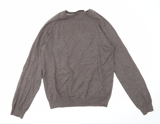 Burton Mens Brown Round Neck Cotton Pullover Jumper Size M Long Sleeve