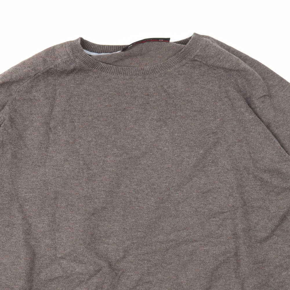 Burton Mens Brown Round Neck Cotton Pullover Jumper Size M Long Sleeve