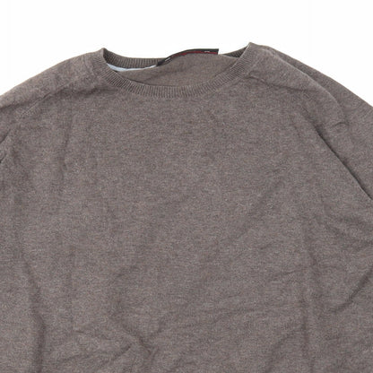 Burton Mens Brown Round Neck Cotton Pullover Jumper Size M Long Sleeve