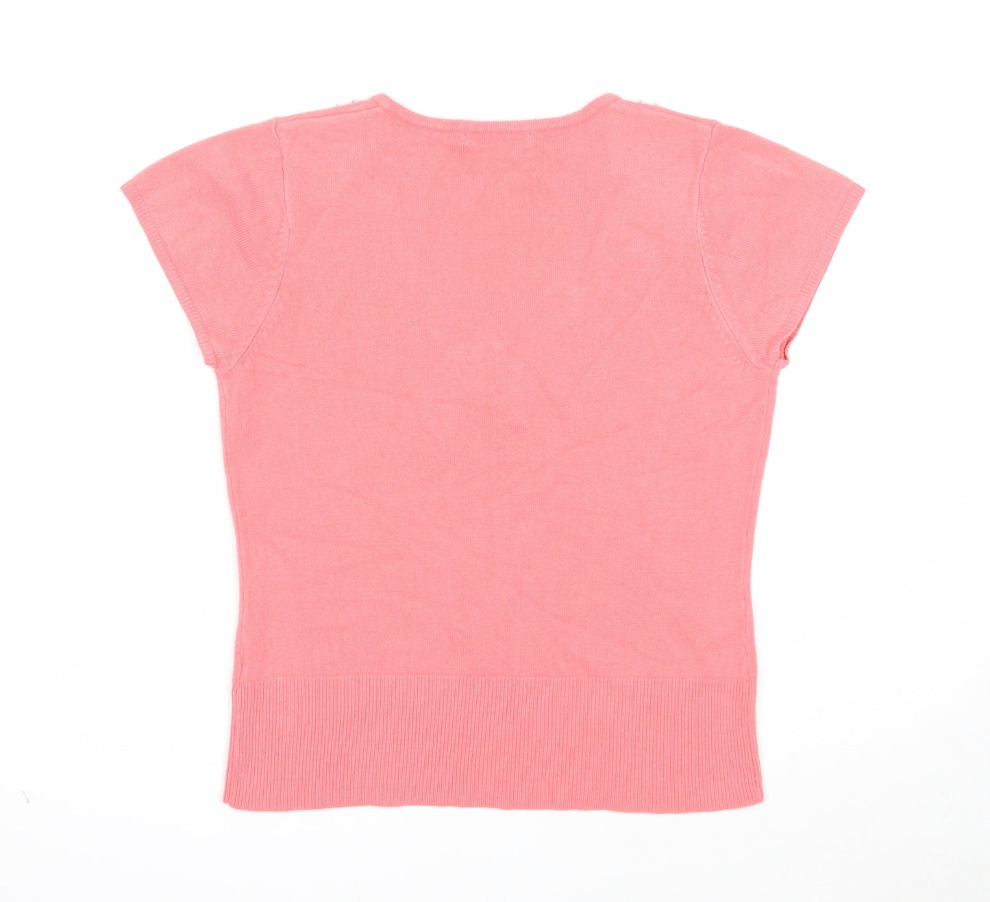 George Womens Pink V-Neck Acrylic Pullover Jumper Size 10