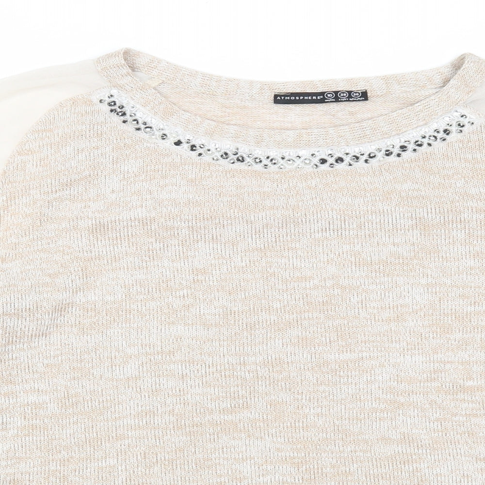 Womens UK Size 10 Atmosphere Beige Pullover Jumper
