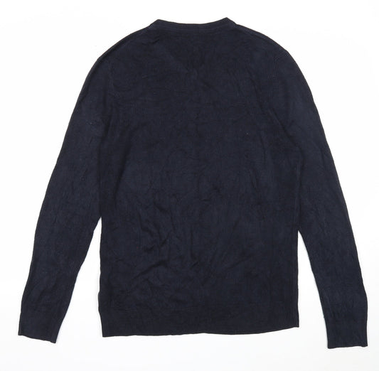 Debenhams Mens Blue V-Neck Acrylic Pullover Jumper Size L Long Sleeve