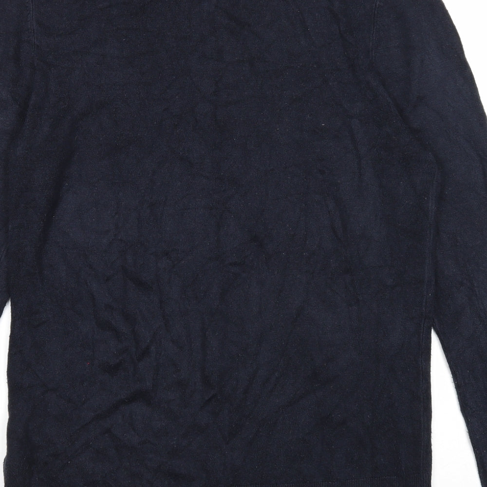 Debenhams Mens Blue V-Neck Acrylic Pullover Jumper Size L Long Sleeve