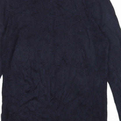 Debenhams Mens Blue V-Neck Acrylic Pullover Jumper Size L Long Sleeve