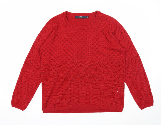 Womens UK Size 14 EWM Red Pullover Jumper