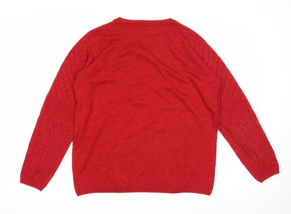Womens UK Size 14 EWM Red Pullover Jumper