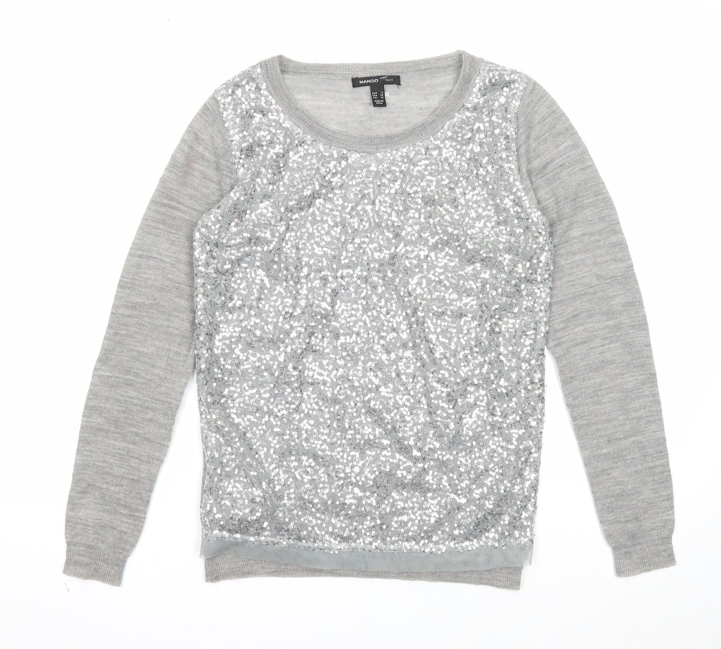 Womens UK Size S Mango Grey Pullover Jumper