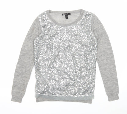 Womens UK Size S Mango Grey Pullover Jumper